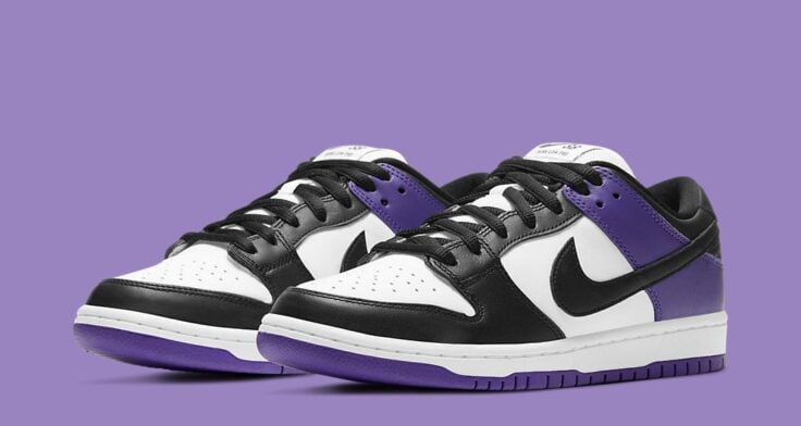 Nike junior SB Dunk Low Court Purple BQ6817 500 01 736x392