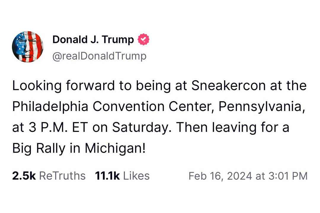 Former President Donald Trump Announces He’ll Attend Sneaker Con
