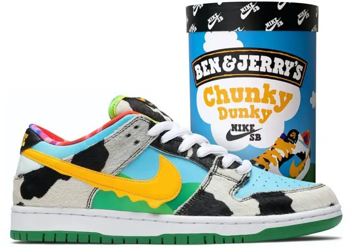 Ben & Jerry's x Nike SB Dunk Low "Chunky Dunky" and special packaging