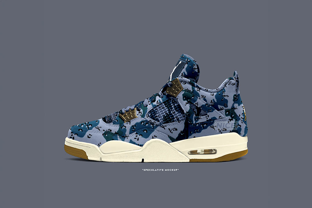 Blue camo jordans top
